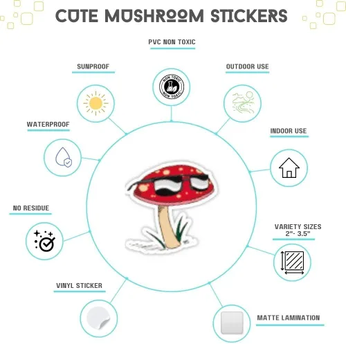 Miniatura 2 de 100 calcomanías de hongos lindos para botellas de agua, bonitas calcomanías, paquete de calcomanías de hongos, calcomanías para laptop, Chromebook
