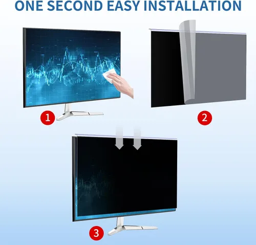 Miniatura 7 de Paquete de 2 filtros de pantalla de privacidad de computadora de 24 pulgadas para monitor 16:9, anti-luz azul, anti-UV, bloqueo de luz azul