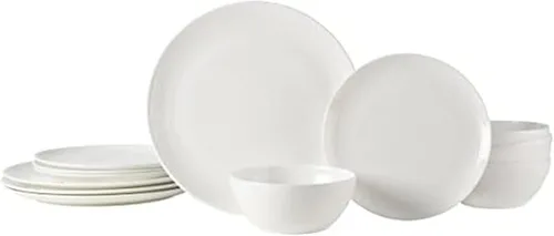 Miniatura 10 de Mikasa Ashlyn Juego de Vajilla de Porcelana Ósea Vegana Resistente a Astillas de 12 Piezas, Servicio para 4