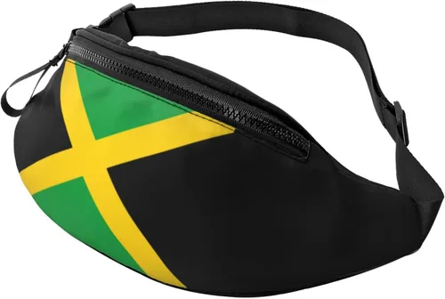 Riñonera cruzada con la bandera de Estados Unidos, para hombres y mujeres, para viajes, caminar, correr, senderismo, pesca., Bandera de Jamaica