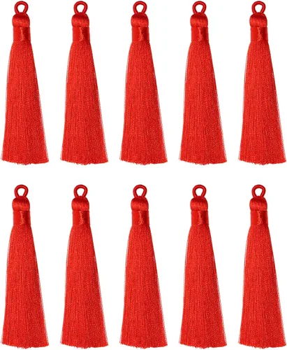 Miniatura 8 de Tupalizy 10 borlas suaves y sedosas hechas a mano con lazo para colgar marcapáginas, llaveros, aretes, pulseras, fabricación de joyas, recuerdo