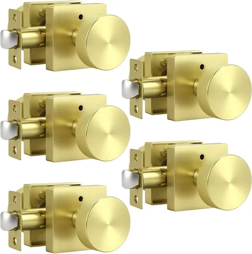 Miniatura 30 de Knobonly Paquete de 6 pomos de puerta negros para dormitorio y baño, pomos de puerta de privacidad interiores con cerradura, pomos de puerta