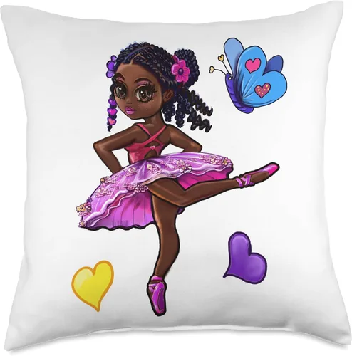 Miniatura 4 de Afro ArtOnMyTee Princess African American Ballerina Melanin Girls Love Dance Ballet Throw Pillow, 16x16, Multicolor
