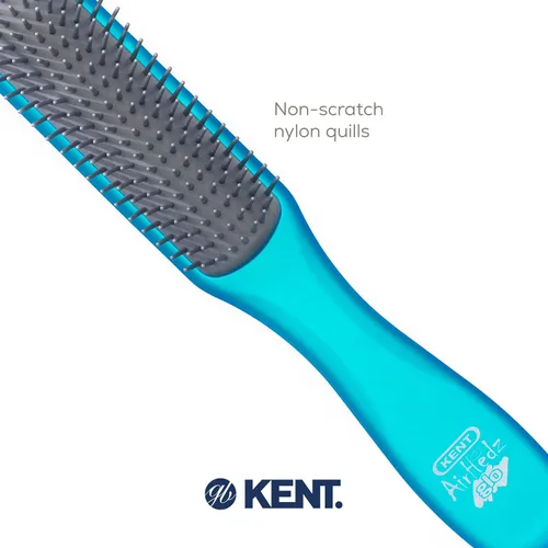 Miniatura 5 de Kent AHGLO02 Airhedz Glo Blue - Cepillo desenredante estrecho medio redondo para desenredar – 9 filas, iónico, antiestático, no rayado, cerdas