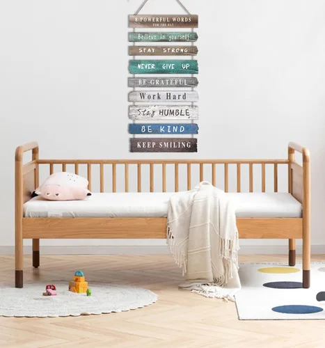 Miniatura 5 de Decoración de pared inspiradora para oficina, decoración rústica de madera para colgar, arte de pared motivacional, citas positivas inspiradoras, 8