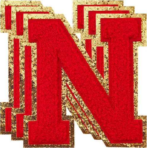 Miniatura 41 de 3 parches de números de chenilla negra, tamaño grande de 4-1/2" parches de números para planchar, parches universitarios para ropa, 8" Borde oro rosa