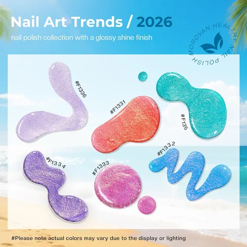Miniatura 4 de Morovan Juego de esmalte de uñas degradado: esmalte de uñas de perlas de primavera y verano, esmalte de uñas rosa, azul, morado, secado rápido