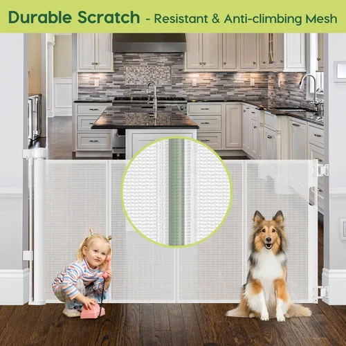 Miniatura 9 de Puertas de bebé retráctiles reforzadas de 55" de ancho para puertas para prevenir que se arrastre, puerta retráctil para exteriores, puertas