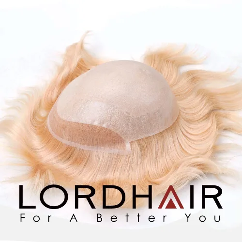 Miniatura 6 de Lordhair Tupé frontal de encaje francés para hombres 0.004 in inyectado piezas de pelo de piel fina unidas con sistema de cabello de encaje