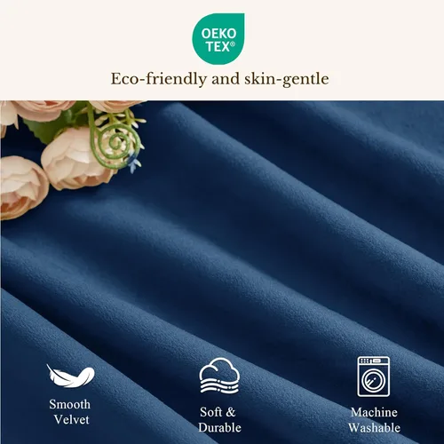 Miniatura 8 de StangH Cortinas decorativas de lujo, cenefa azul con bloqueo de luz, cenefa festoneada para ventana pequeña con bolsillo sólido para barra, cortina