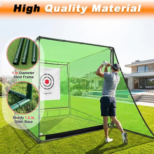 Miniatura 4 de Gagalileo Golf Driving Cage Net: Heavy Duty 1 in Steel Frame - Noise Reduction Target for Backyard Garage Indoor Simulator - 7x7x7 FT High Density