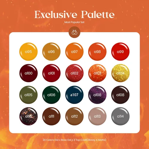 Miniatura 2 de Beetles - Juego de esmaltes de uñas de gel, 20 colores, colección Cozy Campfire Shade, juego de esmaltes de gel naranja, amarillo, verde, marrón