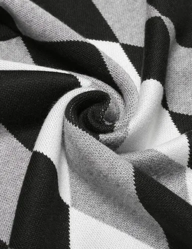 Miniatura 5 de COOFANDY Suéter sin mangas con cuello en V para hombre, ajustado, informal, con rombos