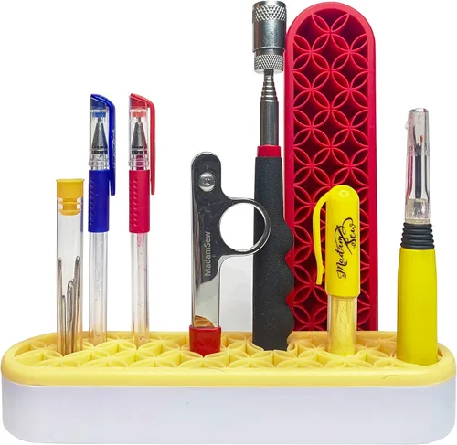 Miniatura 9 de Madam Sew Organizador de Escritorio Vertical para Herramientas de Costura Caddy para Suministros de Manualidades y Acolchado Sostiene Tijeras, Rojo