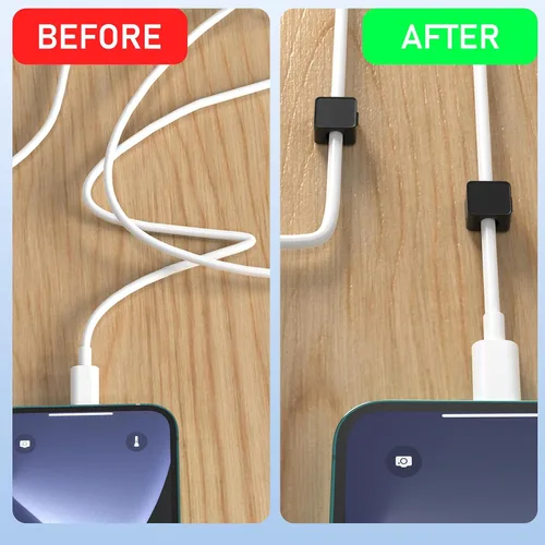 Miniatura 5 de ELZO Paquete de 12 clips magnéticos para cables, organizador de cables para gestión de cables, organizador de cables con adhesivo fuerte, magnético