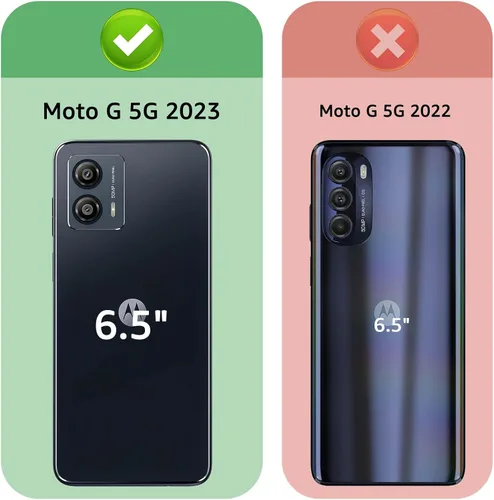 Miniatura 2 de XcaseBar Funda tipo cartera para Moto G 5G 2023 con cremallera y tarjetero de crédito con bloqueo RFID, funda de piel sintética con tapa