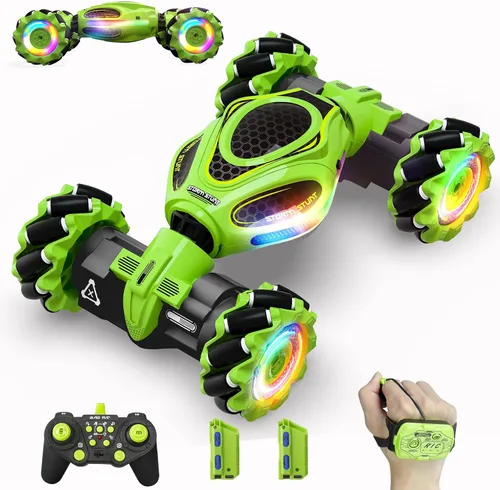 Miniatura 12 de Gesture Coche RC Rojo, 1:24 Alta Velocidad 4WD Coche de Acrobacias Transformable con Gestos y Control Remoto, Vehículo de Deriva con Rotación 360°