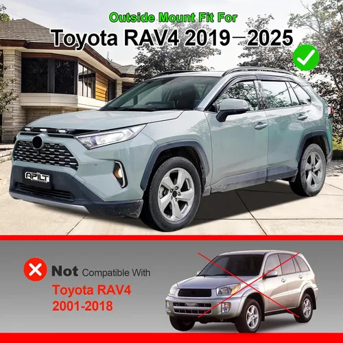 Miniatura 3 de Deflectores contra viento y lluvia montados en el exterior, viseras para ventanas para Toyota RAV4 2019-2025 de tamaño completo, deflectores