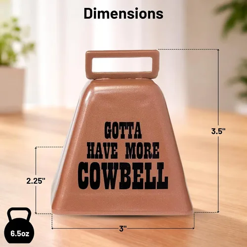 Miniatura 2 de Bevin Bells "Gotta Have More Cowbell" (X-Pequeño) Campana de Vaca de Kentucky con Color Cobre Hecha de Acero Fabricantes de Ruido Fuerte