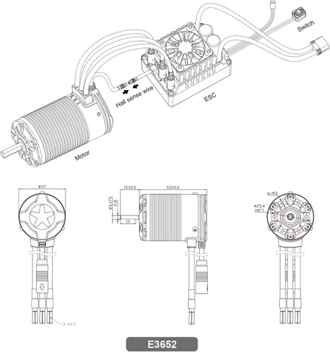 Miniatura 6 de XC Motor sin escobillas sensor E3652 para coche RC, 2-3S Lipo, IP67 a prueba de agua, aplicable a: 1/10 en carretera, todoterreno, campo corto