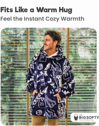 Miniatura 2 de Sudadera con manta deportiva para hombres y niños, manta portátil de gran tamaño para niños, adolescentes y adultos, sudadera con capucha