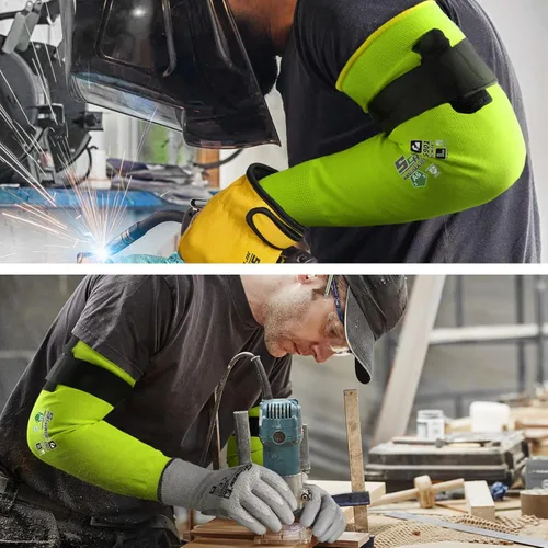 Miniatura 5 de Schwer ANSI A6 Mangas resistentes a cortes, mangas protectoras para brazos de 18 pulgadas con agujero para el pulgar para protección de trabajo
