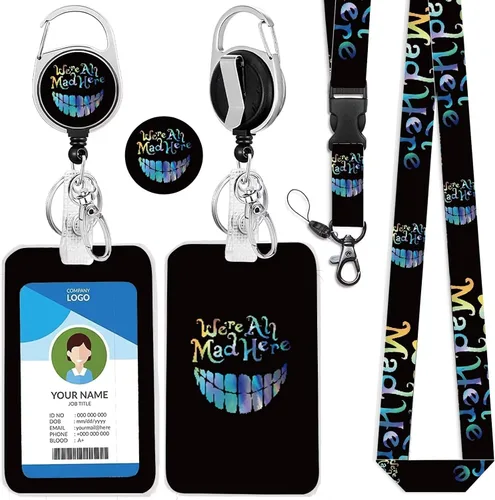 Miniatura 27 de Cordones azul bebé para llaves Portador de Insignias, Carrete de Insignias Retráctil con Clip de Mosquetón y Cordón Desmontable, Linda Tarjeta