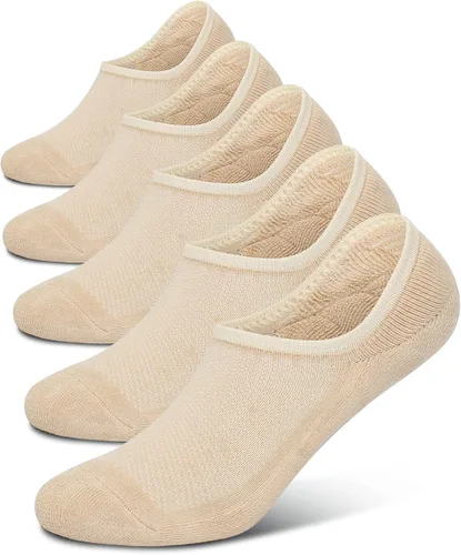 Henwarry Calcetines de tobillo de algodón de corte bajo con cojín grueso para mujer, calcetines deportivos de malla para correr, 5 pares