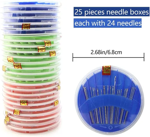 Miniatura 2 de Paquete de 25 agujas de coser a mano de alta calidad, aguja de coser para trabajo a mano, juego de agujas de coser y cajas de hilo, accesorios