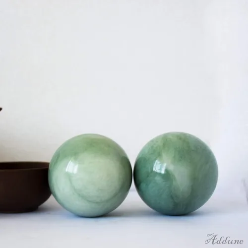 Miniatura 6 de Bolas de ejercicio de mano de mármol verde oscuro Baoding bolas de masaje de salud chinas aliviar el estrés relajarse dedos regalo para padres