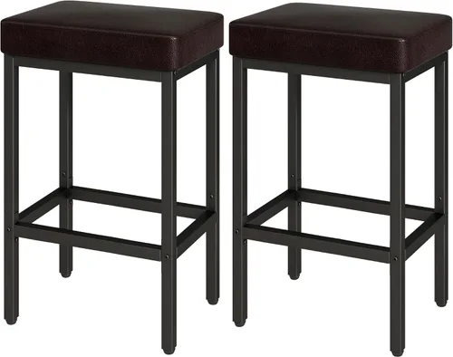Miniatura 11 de YMYNY Juego de 2 taburetes de bar de 26 pulgadas de altura de mostrador, taburetes de bar negros para encimera de isla de cocina, taburetes