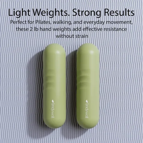 Miniatura 3 de Lindywell Juego de 2 pesas de mano de agarre suave, 2.2 libras, pesas de mano para mujeres y hombres, tonificación fina, pilates, terapia física