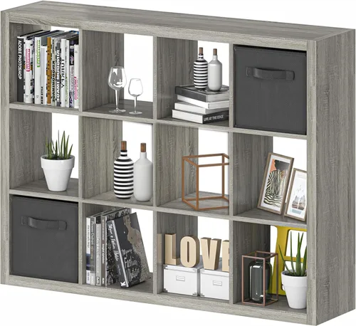 Miniatura 31 de furtble Estantería organizadora de almacenamiento de 8 cubos, moderna estantería abierta de madera, estante de exhibición multifuncional para sala