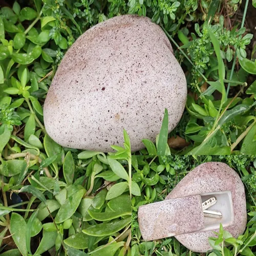 Miniatura 6 de Llavero de piedra de imitación seguro para exteriores, falsa llave de roca oculta, decoración de jardín, compartimento secreto, caja
