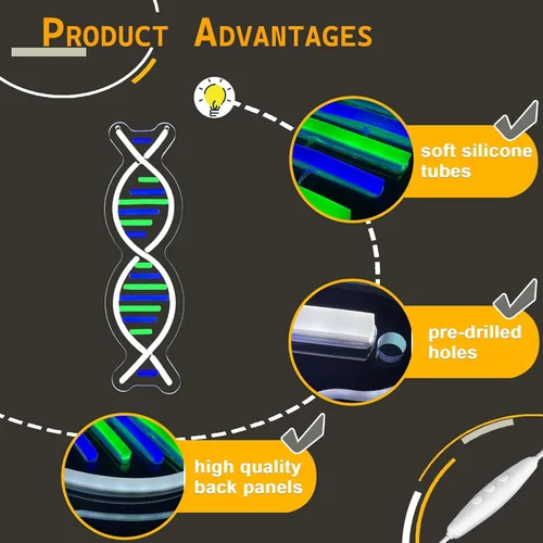 Miniatura 4 de Letreros de neón de doble hélice de ADN para decoración de pared, letrero de neón LED regulable de ADN para pared, alimentado por USB para cueva