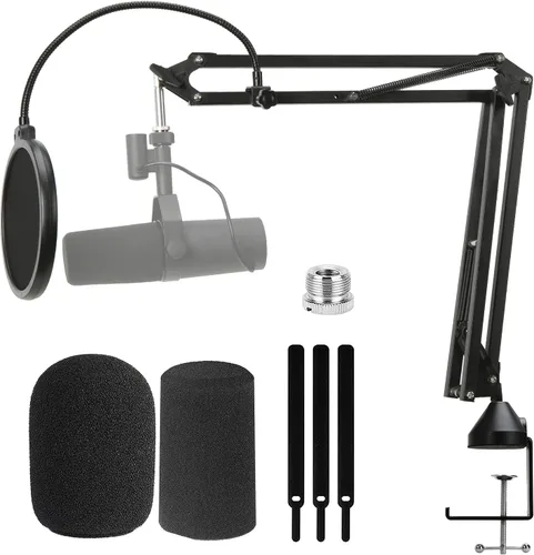 Miniatura 9 de Brazo de brazo de micrófono resistente para Rode Podmic, soporte de micrófono profesional con adaptador de 3/8 a 5/8 pulgadas para Shure SM7B, Blue