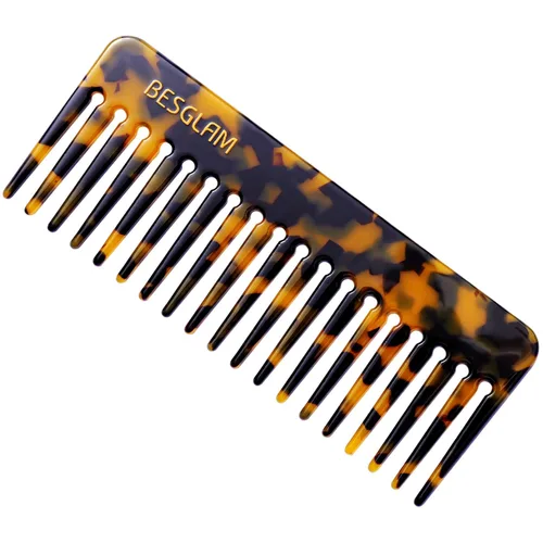 Peine de dientes anchos para rizos y cabello grueso, peine desenredante grande para mujeres, acetato de 6 pulgadas de longitud completa