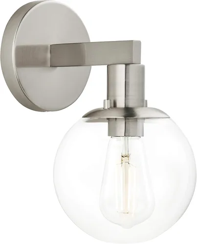 Miniatura 2 de Linea di Liara Aplique de pared de níquel cepillado con forma de globo de cristal, apliques de pared modernos de mediados de siglo, apliques