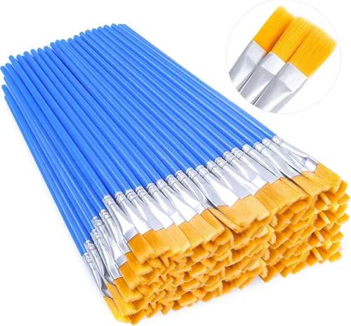 100 piezas de pinceles pequeños a granel, Anezus pincel plano de acrílico para aulas, mini pinceles para niños, para retoques, manualidades, pintura
