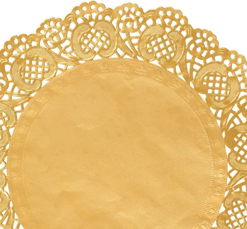 Miniatura 8 de 100 manteles individuales redondos de 12 pulgadas con encaje dorado para pasteles, manualidades, fiestas, bodas, decoración de vajilla, 100