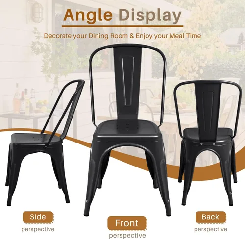 Miniatura 6 de Furmax Silla de comedor de metal para uso en interiores y exteriores, apilable, clásica, Trattoria, elegante, comedor, bistró, cafetería, sillas