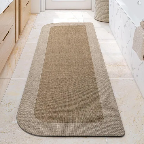 Miniatura 16 de YDKGL Alfombra de baño de medio círculo, alfombras de baño finas para debajo de la puerta, de secado rápido, antideslizante, lavable, con respaldo