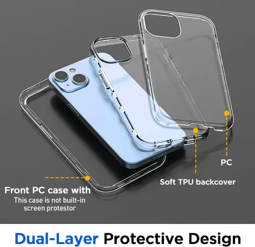 Miniatura 3 de AICase Funda transparente compatible con iPhone 15 (6.1 pulgadas), resistente protección contra caídas, cuerpo completo, a prueba de golpes, a