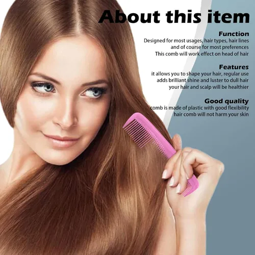 Miniatura 6 de Soft 'N Style Cuidado del cabello, 4 paquetes de peines irrompibles - peine para hombres/peine de dientes finos/peines para cabello Rosa
