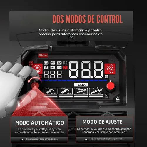 Miniatura 4 de ANDELI Soldador MIG 135A 110V/220V, PULSE Flux Core MIG/Lift Tig/Stick Máquina de soldadura MIG sin gas 3 en 1 con sinergia, pantalla LED grande