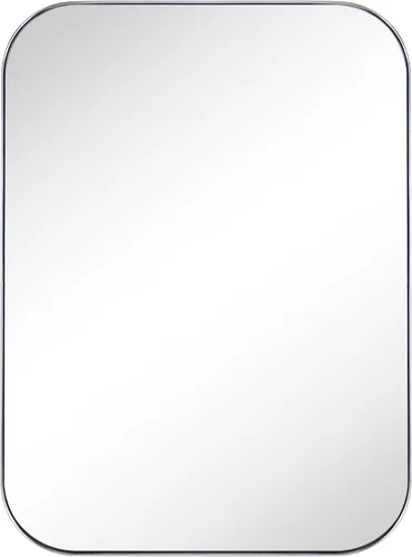 Miniatura 2 de Espejo de pared rectangular redondeado de níquel cepillado de 22 x 30 pulgadas, espejo de pared rectangular con marco de metal de acero inoxidable