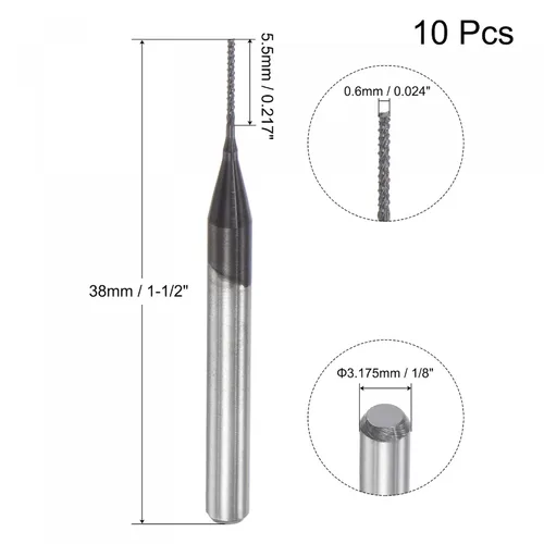 Miniatura 2 de uxcell Fresas de fresado CNC, 0.024 in x 0.217 in, vástago de diamante de 1/8 pulgadas con recubrimiento de película de carburo de grabado de broca