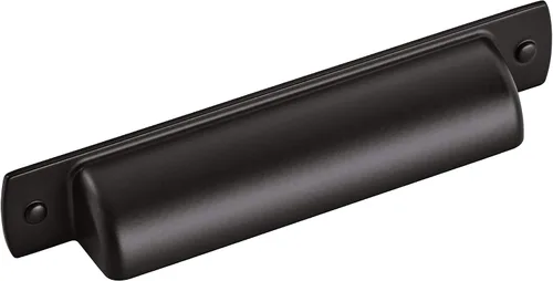 Amerock | Mango de taza para gabinete | Negro mate | 3-3/4 pulgadas (3.780 in) de centro a centro | Rochdale | paquete de 10 unidades | Jaladera de