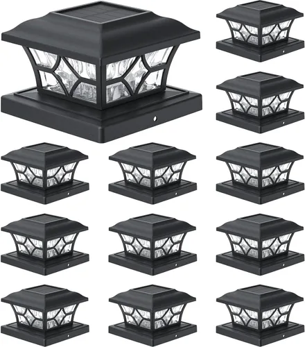 Miniatura 8 de APONUO Paquete de 8 Luces Solares para Postes con Batería de 1000mAh - para Cercas de 4x4 5x5 6x6, Tamaño Más Grande y Más Duraderas, 2 Modos, Negro