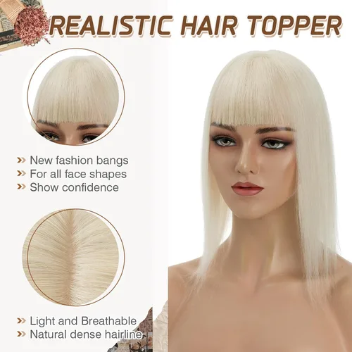 Miniatura 93 de Rich Choices Pelucas con topper de cabello para mujeres, cabello humano real 100% Remy, sin flequillo, para mujeres con adelgazamiento en la parte